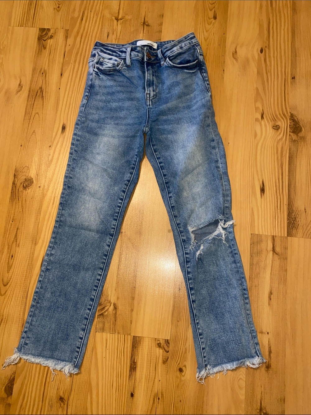 Women's Straight-Leg Distressed Jeans — Blue